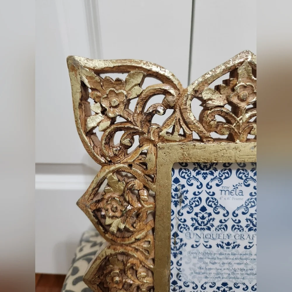 Mela  Gold Ornate Floral  Wooden  Picture Frame